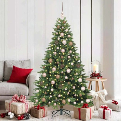 vidaXL Brad de Crăciun artificial cu 300 LED Verde 180 cm PE și PVC 3397547 foto