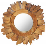 Oglinda de perete, 40 cm, tec, rotund GartenMobel Dekor, vidaXL