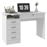 HOMCOM Birou Modern cu 5 Sertare, Birou cu Sertare și Compartiment Deschis pentru Biroul de Acasă și Studiu, 110x50x76 cm, Alb | Aosom Romania