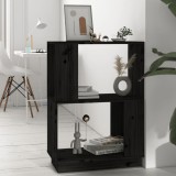 VidaXL Bibliotecă/Separator cameră negru 51x25x70 cm lemn masiv de pin