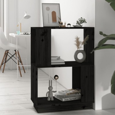vidaXL Bibliotecă/Separator cameră negru 51x25x70 cm lemn masiv de pin foto