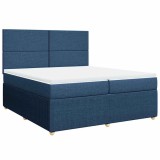 Cumpara ieftin Pat box spring cu saltea, albastru, 200x200 cm, textil