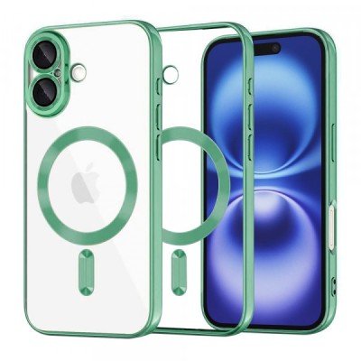 Husa MagSafe pentru Apple iPhone 16, Techsuit, Luxury Crystal, Verde Deschis foto