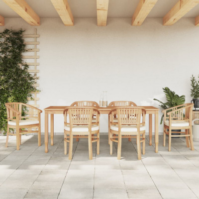 vidaXL Set mobilier de grădină, 7 piese, lemn masiv de tec foto