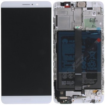 Capac frontal modul display Huawei Mate 9 + LCD + digitizer + baterie alb 02351BAS foto