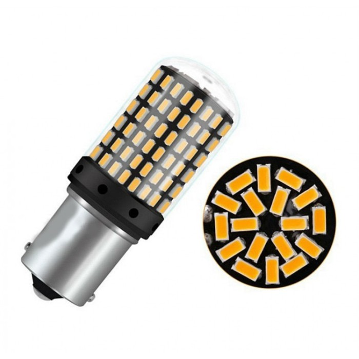 Set becuri LED BA15S, 144 SMD, 4014, CAN-BUS, fara polaritate