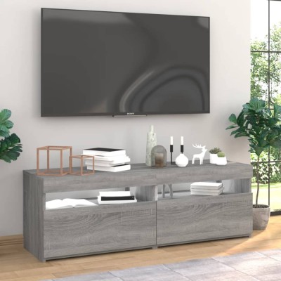 vidaXL Comode TV cu lumini LED, 2 buc., gri sonoma, 60x35x40 cm foto