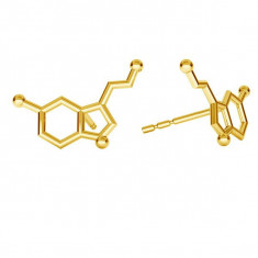 Cercei din argint 925 placat cu aur de 18K, cu tija, serotonina, cutie bijuterii