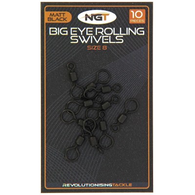 NGT Big Eye Matt Black Rolling Swivel Size 8 foto