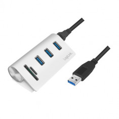 Hub USB Logilink CR0045 3x USB 3.2 gen 1 + Card reader Alb foto