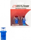 Bec tip LED 12V 5W soclu plastic T10 W2 1X9 5d 2buc 4Cars - Albastru dispersat