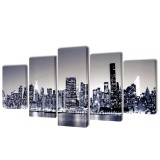Set de tablouri panza, monocrom, imprimeu New York Skyline, 100x50 cm
