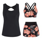 JASAMBAC Tankini Mărime Mare, Costum de Băi cu Control pentru Abdomen pentru Femei. Set de Bikini din 3 Piese pentru Femei, Top de Bikini cu Ridicare