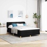 Cumpara ieftin Pat cu arcuri cu headboard Negru 160 x 200 cm tesatura