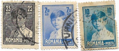 Mihai I, format mare, cu filigran (uzuale), 1928 - serie completa, obliterata foto