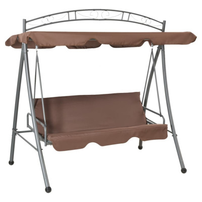 vidaXL Balansoar de exterior extensibil cu copertină, cafeniu foto