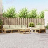 vidaXL Set de canapele de exterior cu pernă 6 pcs Alb și crem 3386094