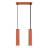 Lampă Suspendată Karbon Ocru Roșu Aluminiu 2 Becuri Tub Minimalist De Interior