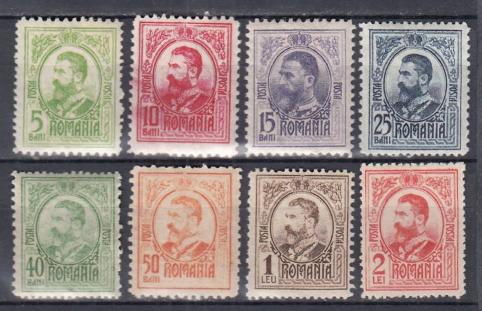 ROMANIA 1908 LP 66 REGELE CAROL I GRAVATE - UZUALE GUMA ORIGINALA SERIE SARNIERA
