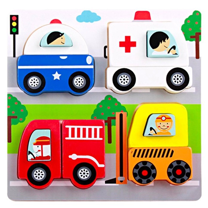 Puzzle 2D, lemn, autovehicule