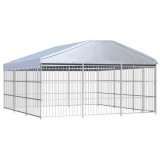 Cumpara ieftin Padoc pentru c&acirc;ini de exterior, cu acoperiș, 450x450x200 cm
