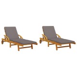Cumpara ieftin Sezlonguri 2 buc. cu perne 200x68x83 cm lemn masiv de acacia