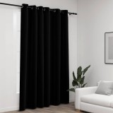 Perdea Opaque vidaXL Negru 290x245 cm, Aspect P&acirc;nză, Ocheți, Draperie Poliester, Blocare Lumină, Dormitor Living