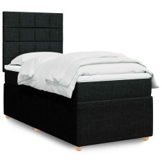 vidaXL Pat box spring cu saltea, negru, 90x200 cm, textil 3291941