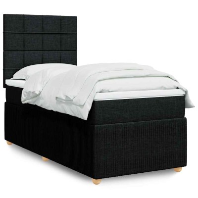 vidaXL Pat box spring cu saltea, negru, 90x200 cm, textil 3294241 foto