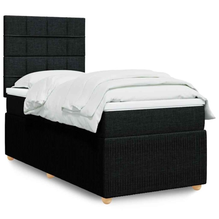 vidaXL Pat box spring cu saltea, negru, 90x200 cm, textil 3294241