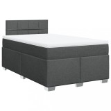 Cumpara ieftin Pat box spring cu saltea, gri inchis, 120x200 cm, textil