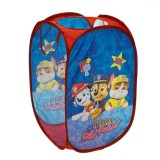 Cos pentru jucarii, pliabil, model Paw Patrol, textil, albastru/rosu, 36x36x58cm