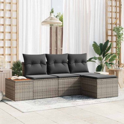 vidaXL Set de canapele pentru grădină 4 pcs Gri 184 x 62 x 85 cm 3356729 foto