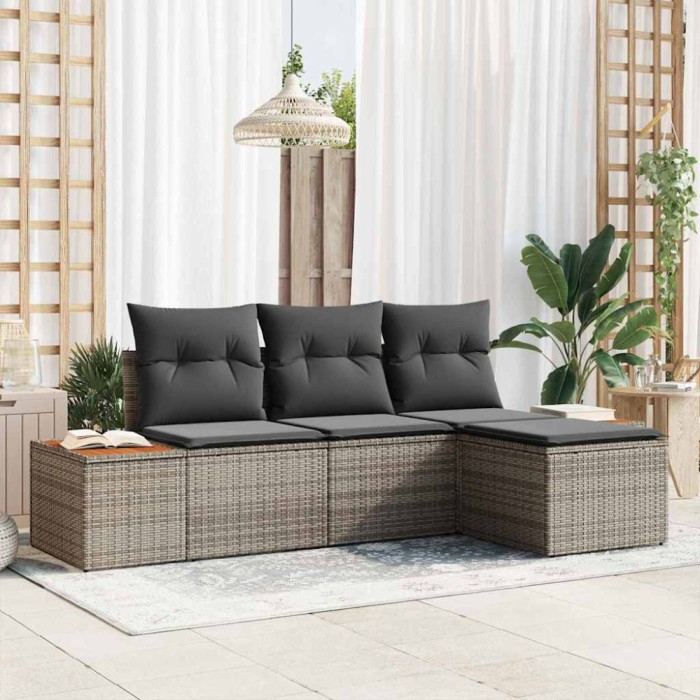 vidaXL Set de canapele pentru grădină 4 pcs Gri 184 x 62 x 85 cm 3356729