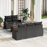 Gossi set de sofa pentru gradina 6 piese cu perne negru ratan poliester acacia