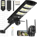 Lampa Solara LED 450W cu Camera Supraveghere 4G, IP65, Panou Solar, Iluminat Exterior Rezistent la Apa si Praf, Brivoo&reg;