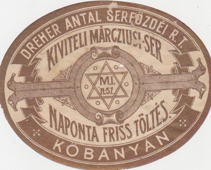 Eticheta bere Dreher Antal Serfozdei RT Kobanyan Salonta ND(1930)