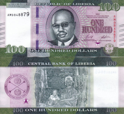 LIBERIA 100 dollars 2022 UNC!!! foto