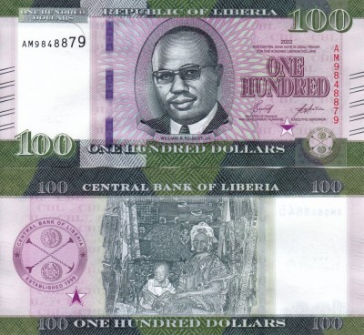 LIBERIA 100 dollars 2022 UNC!!! foto