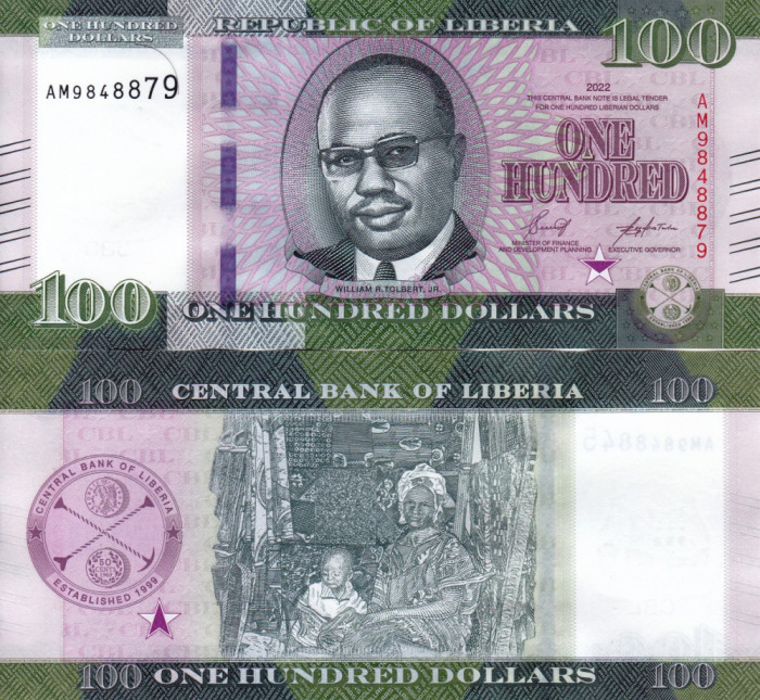LIBERIA 100 dollars 2022 UNC!!!