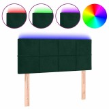 Cumpara ieftin Tablie de pat cu LED, verde inchis, 100x5x78/88 cm, catifea