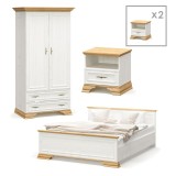 Cumpara ieftin Set mobila dormitor pentru elevi Dreams 1, 4 bucati Alb - Stejar