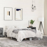 VidaXL Cadru de pat, gri sonoma, 120x190 cm, lemn prelucrat și metal