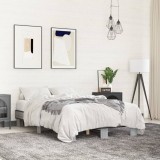 VidaXL Cadru de pat, gri sonoma, 140x200 cm, lemn prelucrat și metal 845860
