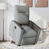 VidaXL Fotoliu electric masaj rabatabil cu ridicare, gri &icirc;nchis textil