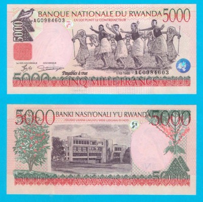 Rwanda (p#28) 5.000 Francs 1998 UNC &amp;#039;Intore&amp;#039; serie: AG098460x foto