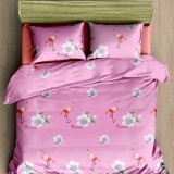 Cumpara ieftin Lenjerie de pat pentru o persoana cu husa elastic pat si fata perna dreptunghiulara, Paradise, bumbac mercerizat, multicolor