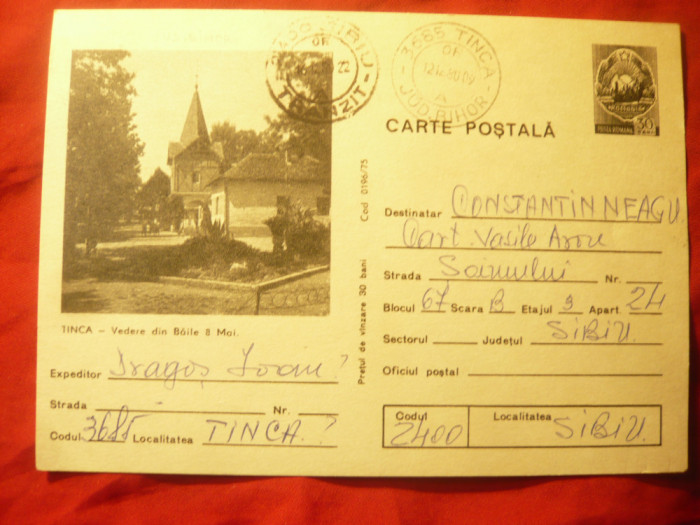 Carte Postala ilustrata - Statiunea Tinca - Baile 8 Martie cod 196/75