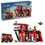 LEGO&reg; City - Statie si camion de pompieri 60414, 843 piese