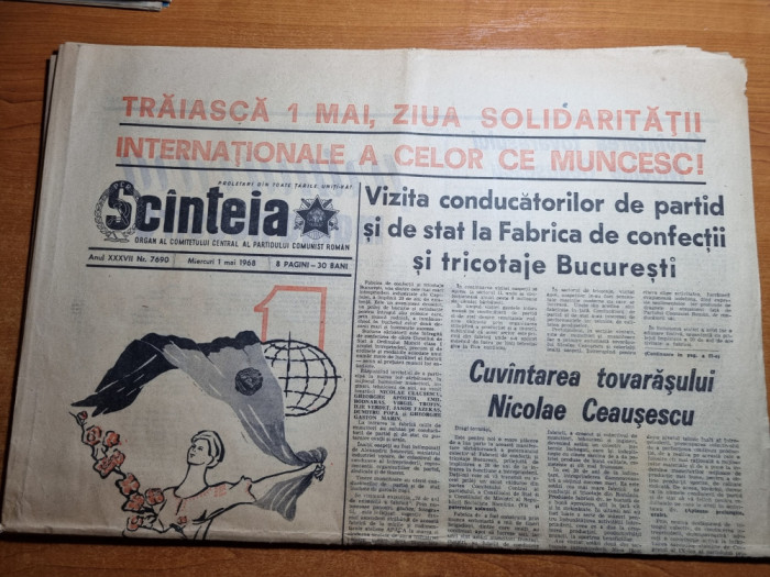 scanteia 1 mai 1968-ceausescu vizita la fabrica de confectii APACA,ziua muncii